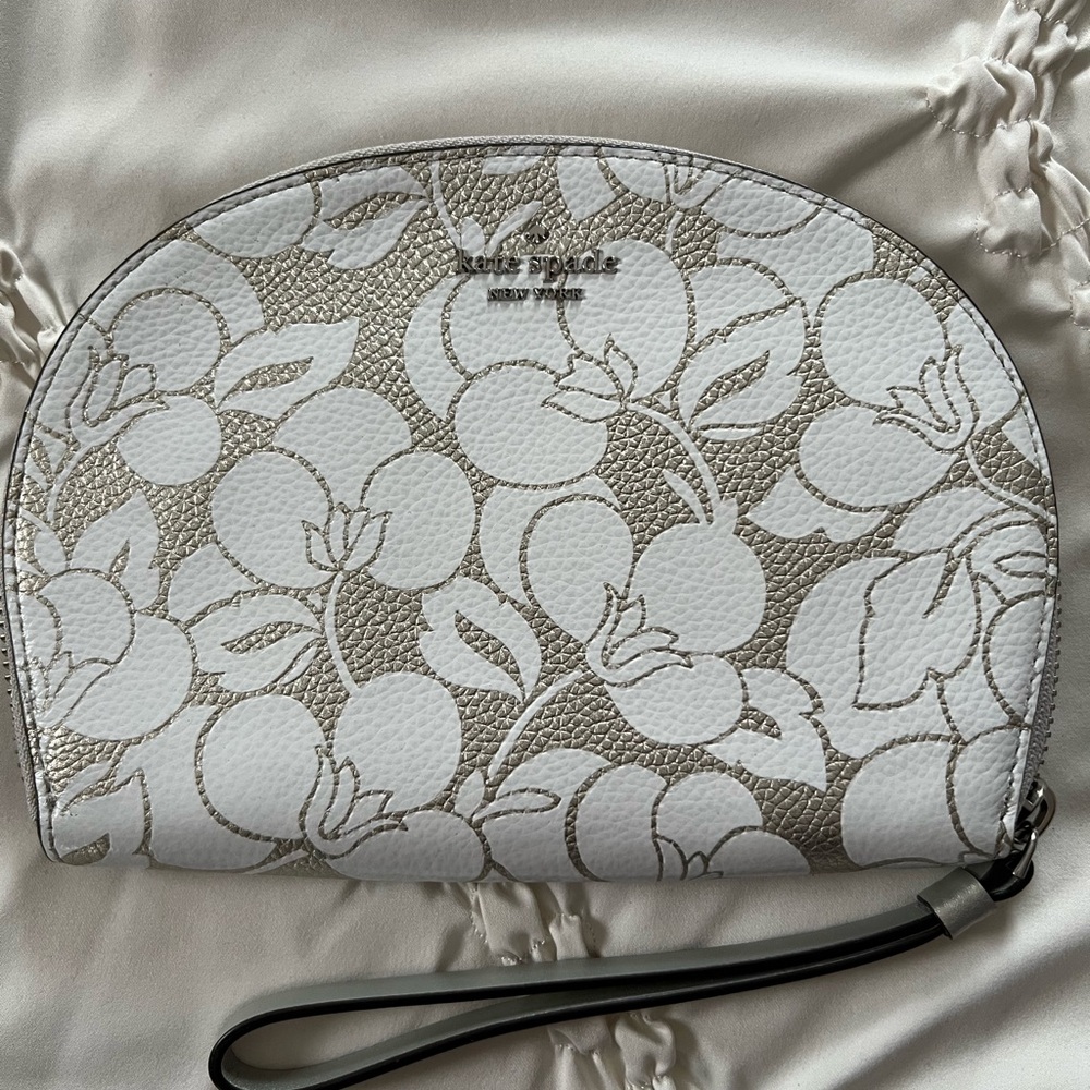 Kate Spade White and Silver Wristlet